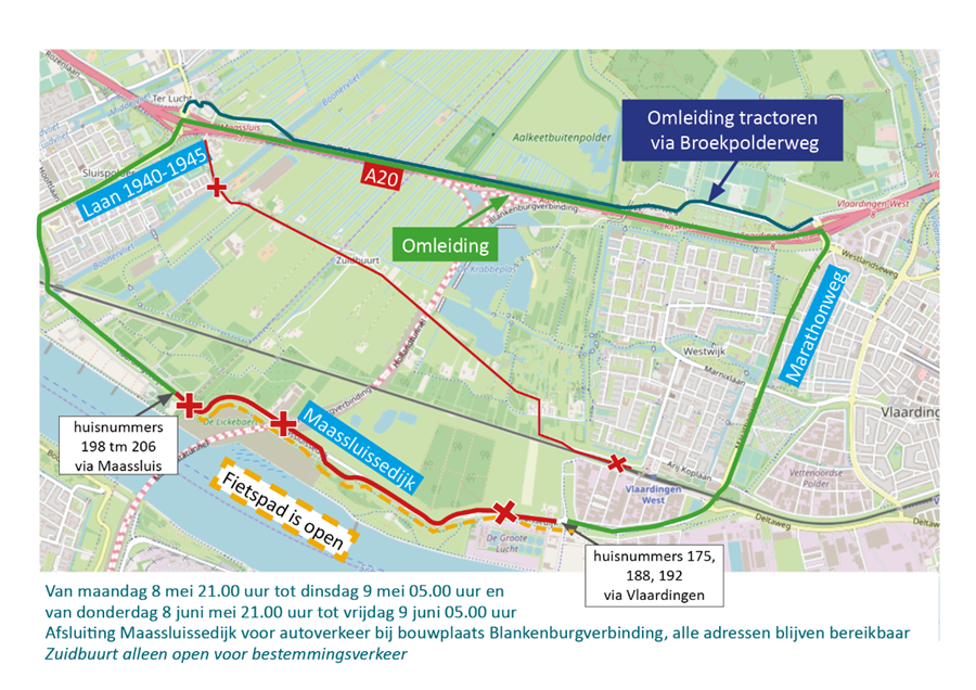 Bericht Nachtafsluiting Maassluissedijk en versmalling op 8 mei bekijken